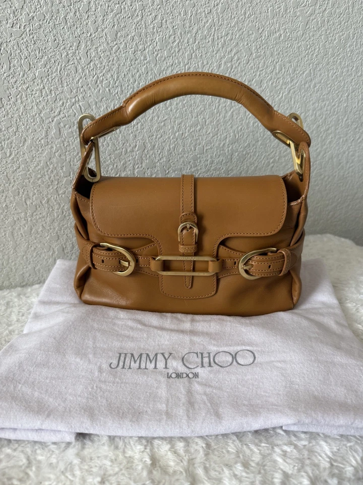 Bolso de hombro pequeño de cuero tostado Jimmy Choo Tulita Foto 2 de 4
