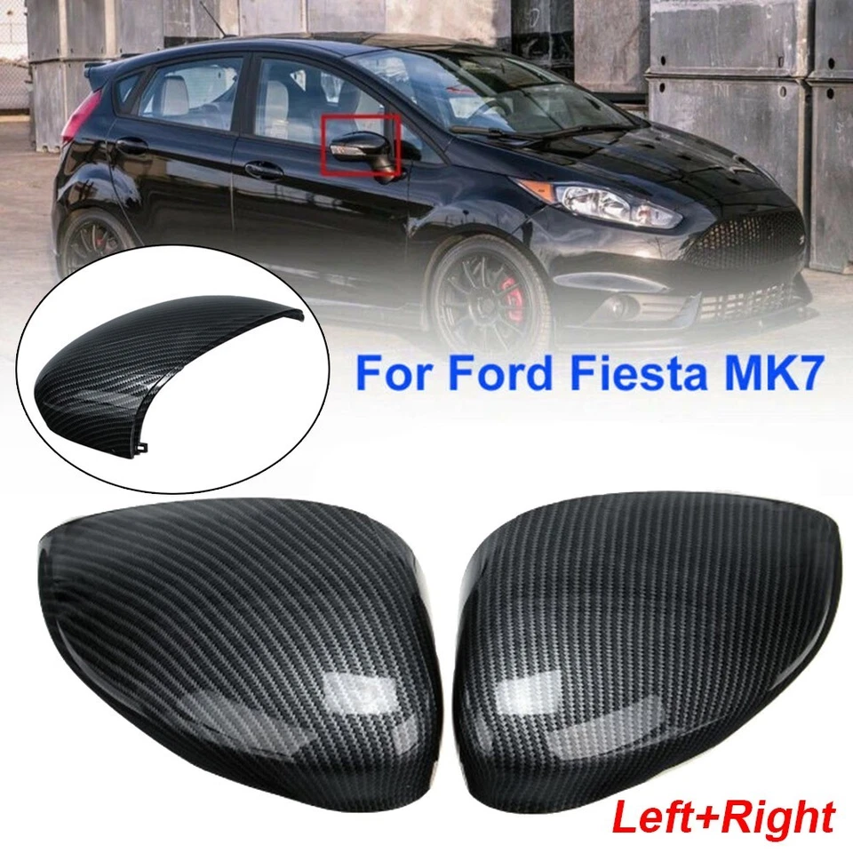 Door Side Mirror Cover Wing Carbon Fiber Style Black Protector Practical - Image 2 of 4