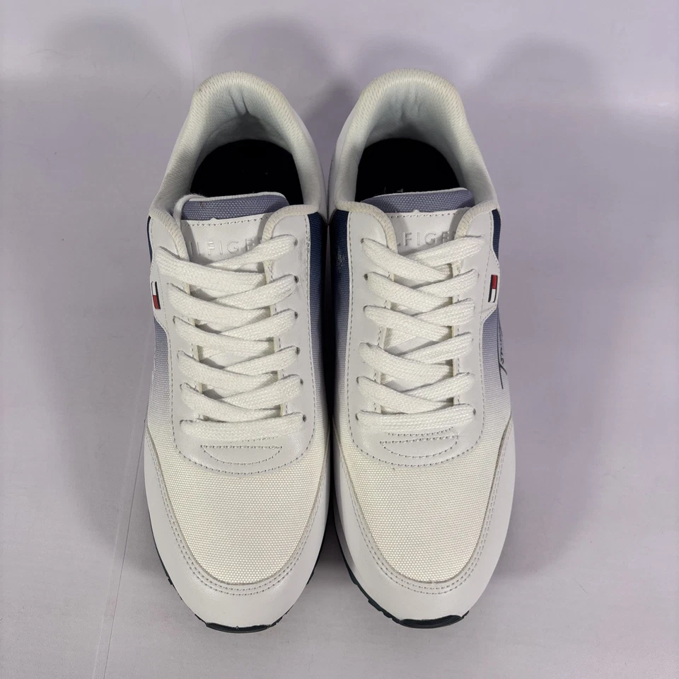 Tommy Hilfiger LACES 女士尺寸 9M 白色/蓝色系带舒适运动鞋-全新带 DF — 第 4/4 张图片