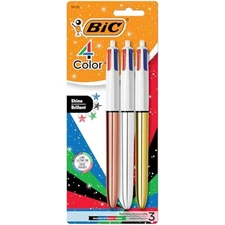 Bic 4 Color Shine Retractable Ballpoint Pen With LongLasting Ink And 1.0 Mm Medi