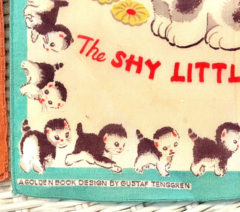 2 pañuelos vintage para niños gatito gatito tímido diseño de libro dorado Foto 3 de 4