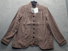 Bob Mackie Wearable Art Jacket Womens XL Brown Faux Suede Trapunto Embroidery