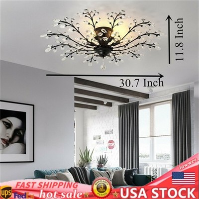 Vintage Crystal Pendant Lamp Flower Ceiling Light Fixture Chandelier Bedroom NEW