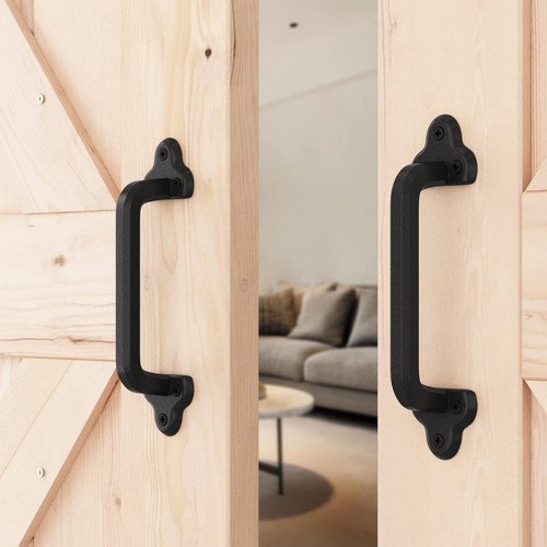 Heavy Duty 9 Antique Barn Door Handle Set of 2 Large Rustic Retro Cast Iron Ha - Picture 3 of 7