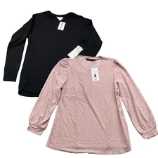 Blouse Top Lot 2 Womens Medium Mix Brand Modest Chic Corpcore Office Boho Basics