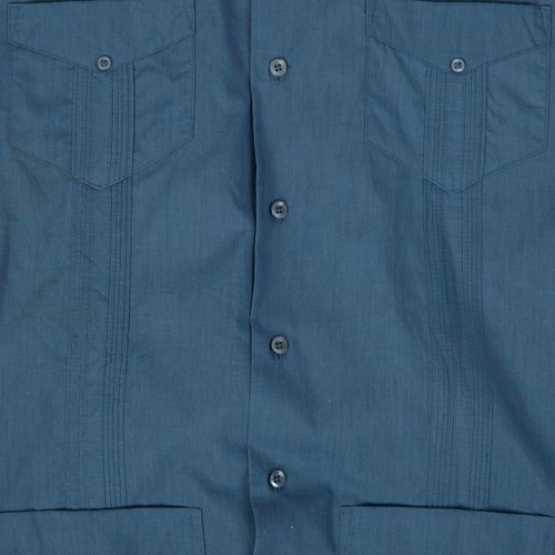 Camisa Guayabera Cubana Vintage L Hombre Botón Azul - Imagen 7 de 8