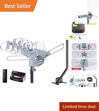WA-2608 Outdoor Amplified TV Antenna - 150-Mile Range, 4K Ready & Remote Control