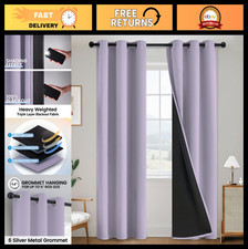100 Blackout Curtains for Bedroom  Living Room, Thermal Insulated Lilac Gromme