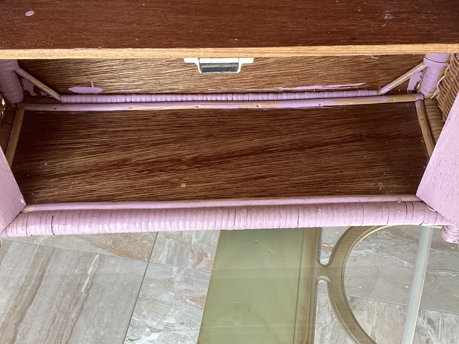 Mid Century Antique Vintage Purple Hanging / Countertop Kitchen Cabinet