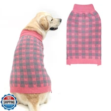 PUPTECK Dog Sweaters for Large Medium Small Dogs - Fall Classic Plaid Style P