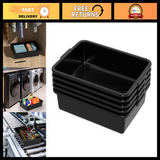 8L Small Commercial Bus Tubs - 5 Pack Black Plastic Food Service Storage Box