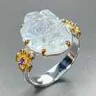 Beautiful jewelry Natural Aquamarine Ring 925 Sterling Silver Size 8 /R469875