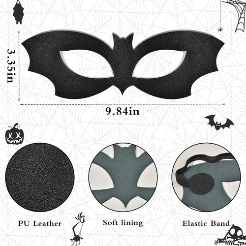 Bat Mask for Women, PU Leather Black Bat Eye Mask Costume for Men Women Girls Ad - Picture 4 of 12