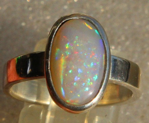 White Multicolor Opal 2 Karat 925er Silberring Größe 18,1 mm - Bild 5 von 12