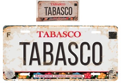 Set Tabasco Mexico Aluminum License Plate Placa 6'' x12'' and Sticker 2''x4''