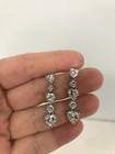 GORGEOUS STERLING SILVER HEART SHAPE CZ CUBIC ZIRCONIA DANGLE PIERCED EARRINGS