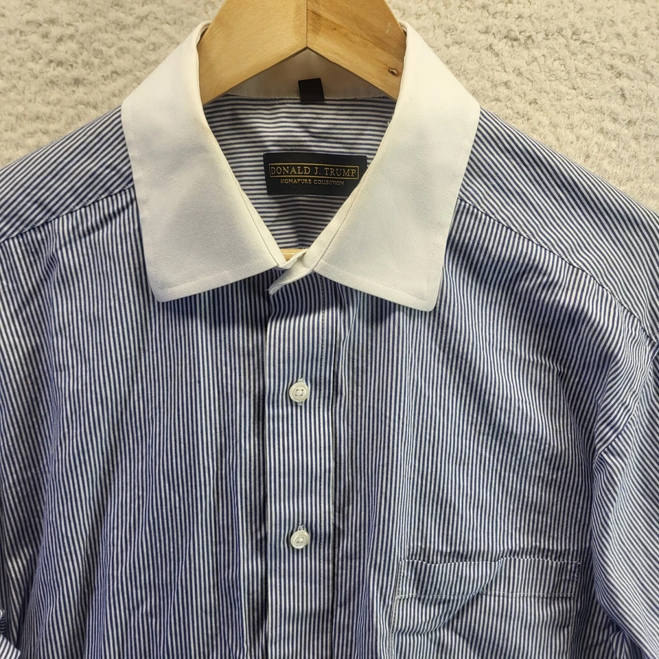 Camisa a Rayas Donald J Trump Signature Collection Para Hombre 17 32/33 Cuello Blanco Foto 2 de 4