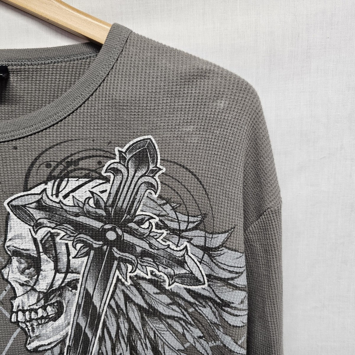 MMA Elite Shirt Size XL Gray Long Sleeve Waffle Thermal