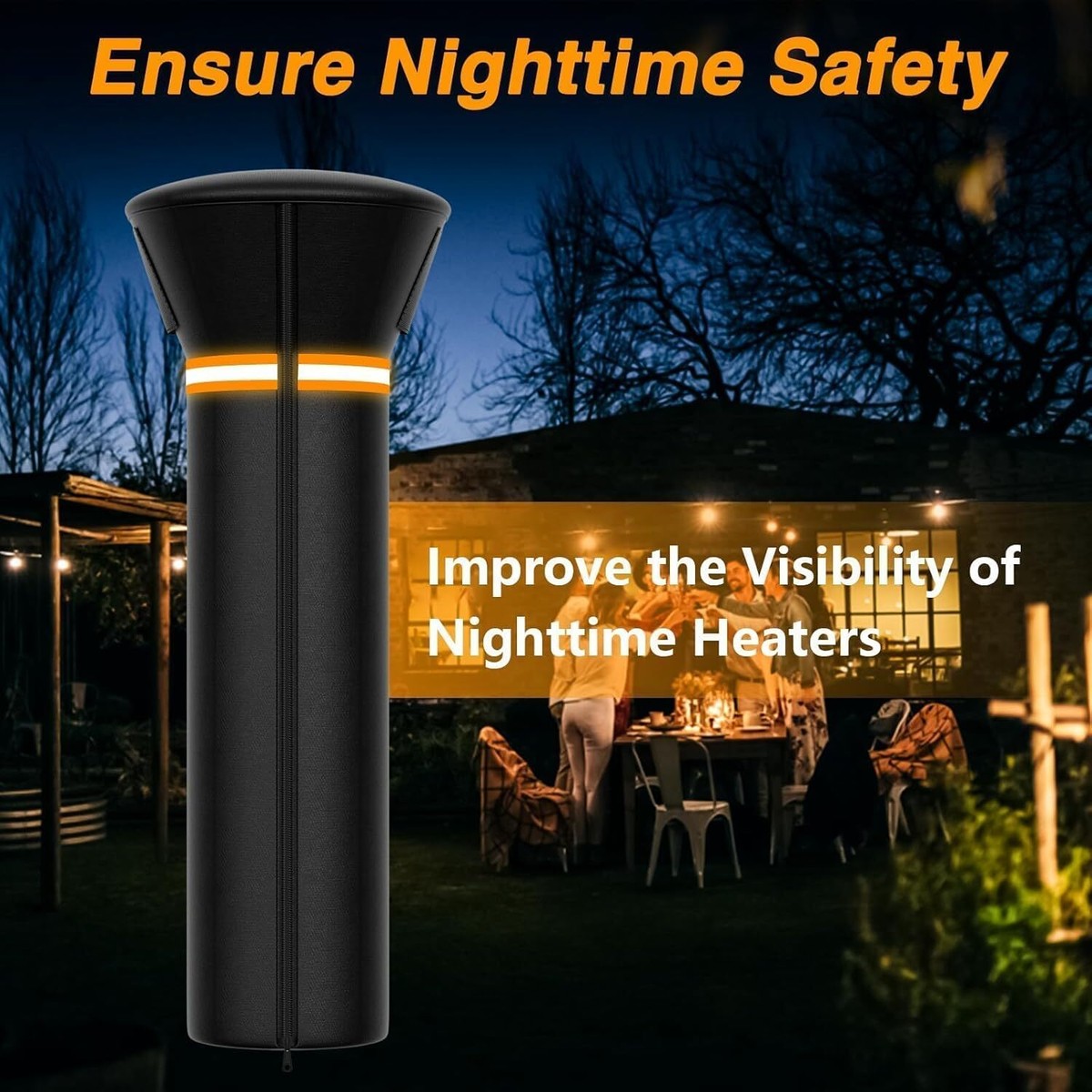 89" Tall Patio Heater Cover - Waterproof, Anti-UV, Fits Standup Round Heaters