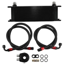 Black Oil Cooler + Filter Relocation Kit Fit For Universal 13 Row An10 Engine
