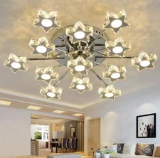 Yc  Modern Star LED Crystal Ceiling Light Living Room Bedroom Lobby Pendant Lamp