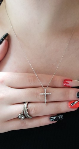 14Kt Gold 0.25 Ct Unisex Lab Grown Diamond Cross Necklace - Picture 5 of 7