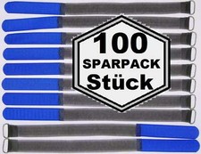 100 x Cable Hook and Loop FK 30cm x 20mm Blue Hook and Loop Hook and Loop Cable Ties Tape Eyelet