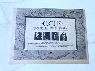 FOCUS HAREM SCAREM 1974 SMALL VINTAGE ADVERT 12'' X 8'' SOUNDS
