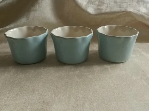 Mayfair & Jackson Fluted Ramekin Dish Bowl Blue Set of 3