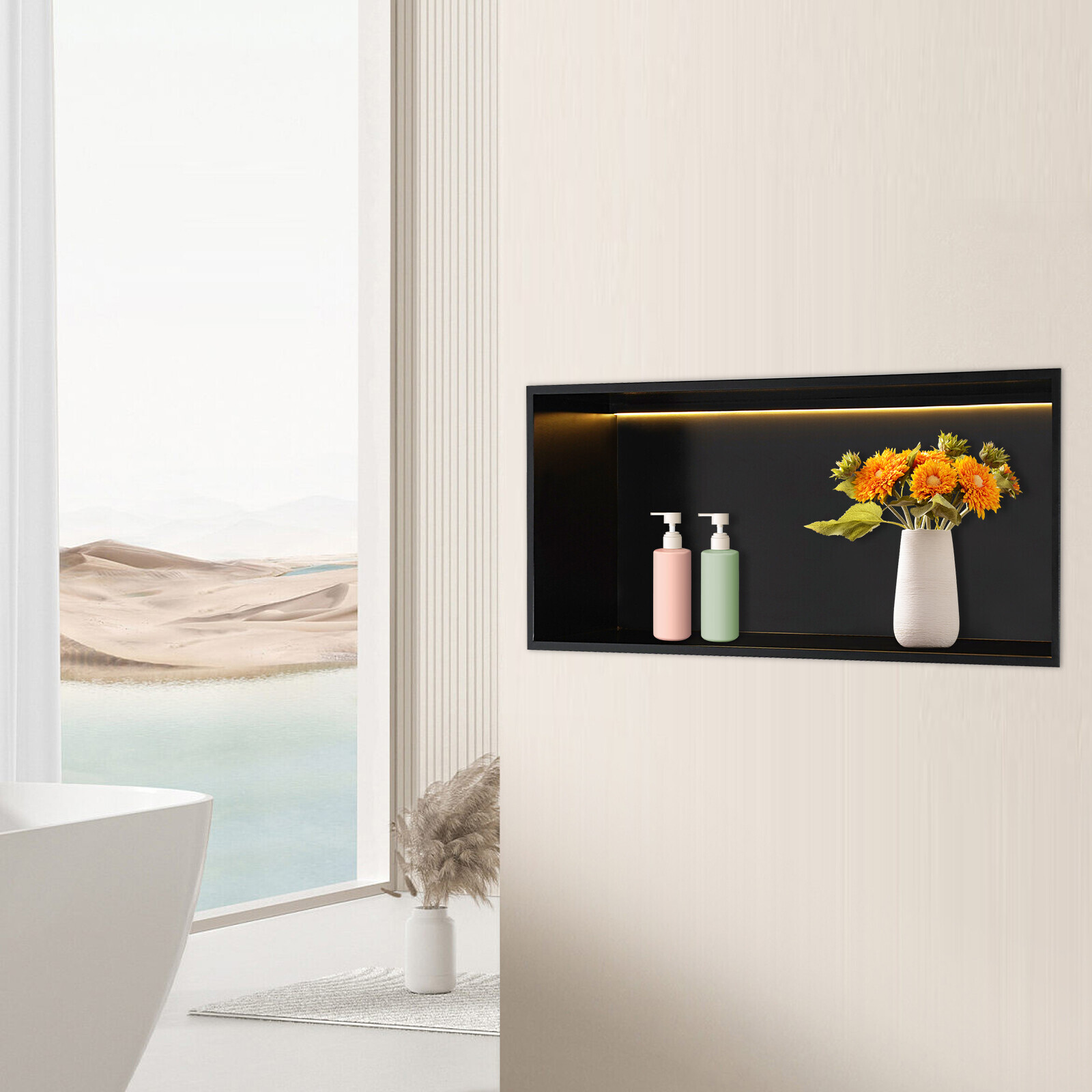 Recessed Shower Shelf, Recessed Storage Shelf, Recessed Shower Shelf with LED