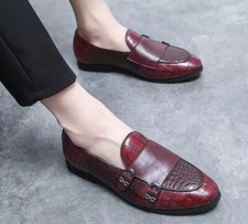 Men Round Toe Flats Buckle Faux Leather Summer Dress Hairdresser's Business Shoe