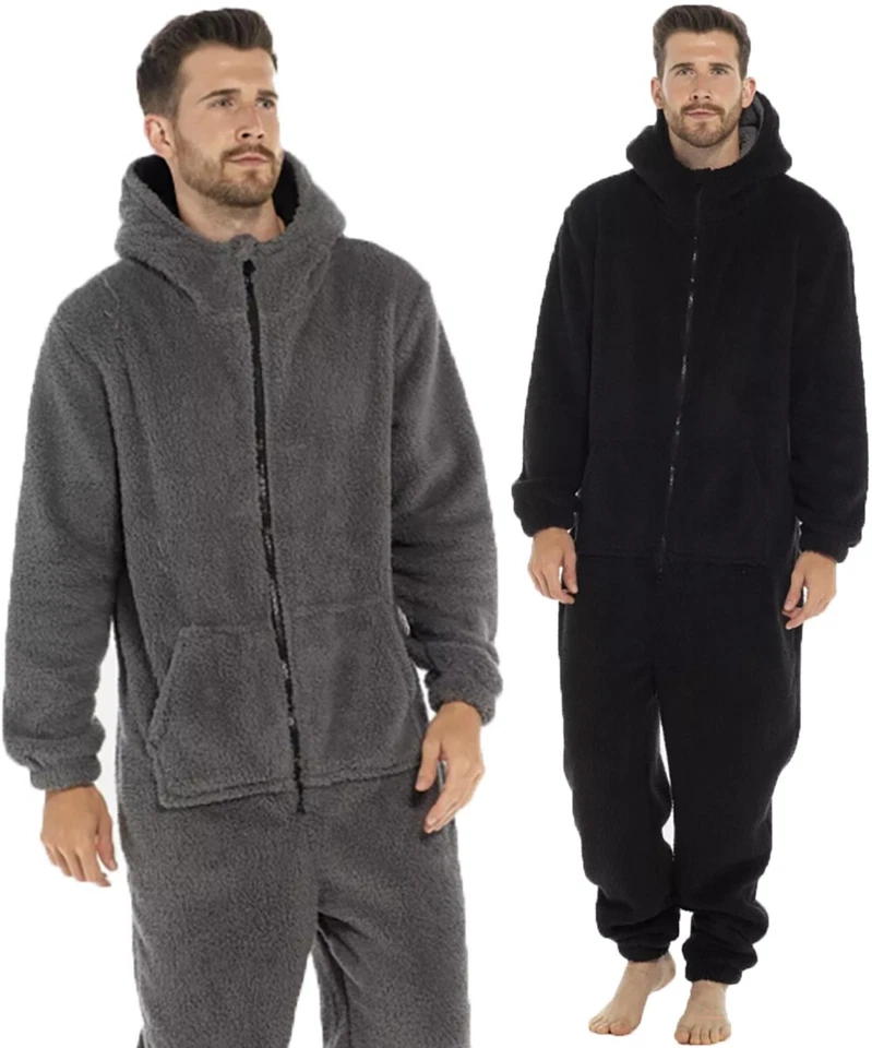 Mens Fluffy Fleece All In One 1Onesie Hooded Loungewear Onezee "Factory Seconds"