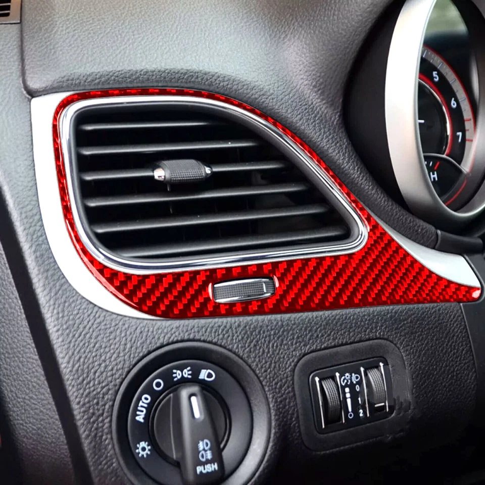 Kits de 20 piezas de fibra de carbono rojo interior completo embellecedor de tablero para Dodge Journey 2011-2020 Foto 4 de 4