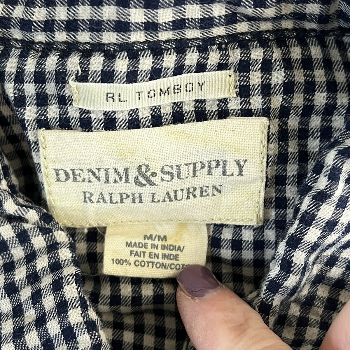 Ralph Lauren Denim & Supply Womens Top Sz M Navy Blue White