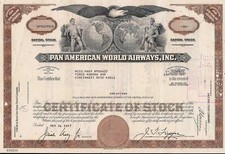 Stock certificate Pan Am - Pan American World Airways, Inc.1960s-1970s