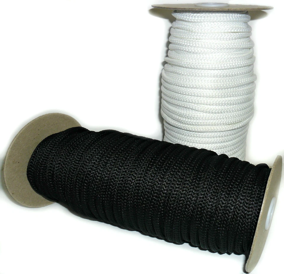 6MM Sintético Tubería Cuerda, Disponible En Blanco o Negro & Diferente Largos - Imagen 1 de 1