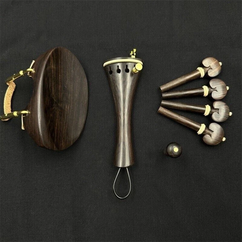 1 set new undyed ebony violin parts 4/4, chinrest, tailpiece, pegs, endpin - Image 2 of 4