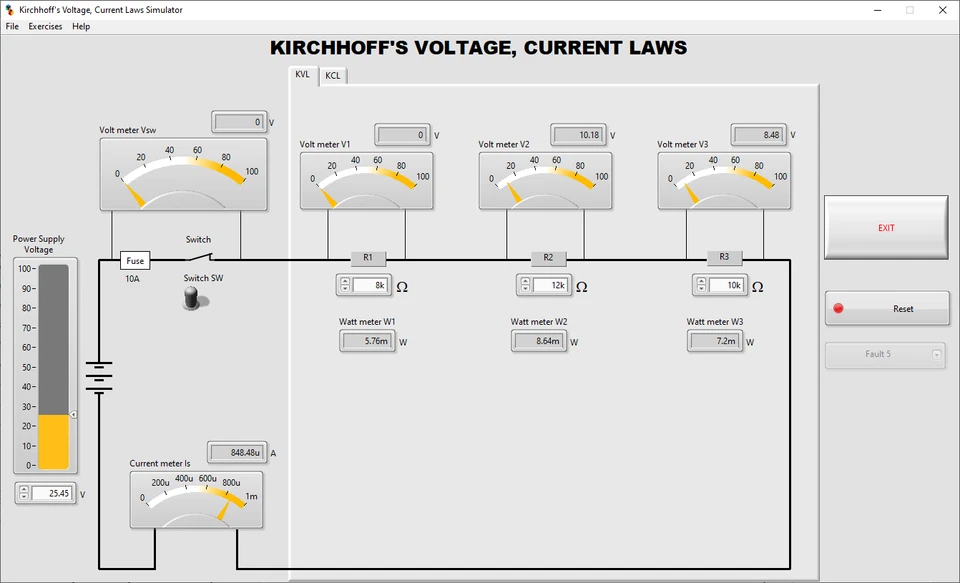 Software simulador de leyes de voltaje actual de Kirchhoff para hacer ejercicios prácticos Foto 3 de 4