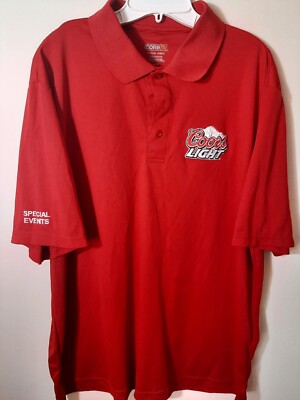 Coors Light Polo Shirt Men's XLarge Red Short Sleeve Collared Golf--MINT Cond!