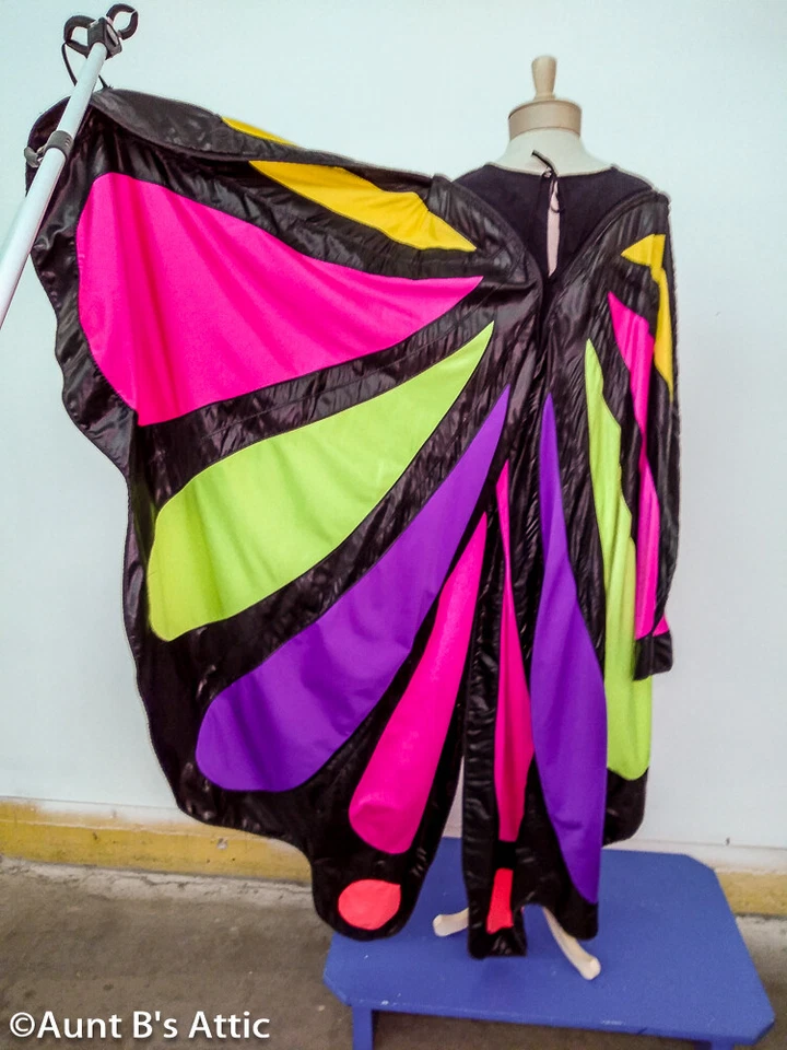 Butterfly Costume 4 Pc 2 In One Black Multi Jacket Or Dress Wings & Antenna - Image 4 of 4