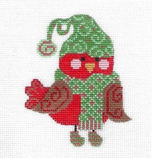 Red & Brown Bird Scarf & Hat handpainted Needlepoint Canvas CH Designs Danji