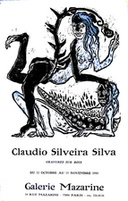 Vintage Claudio Silveira Silva Original French Art Gallery Lithograph Poster