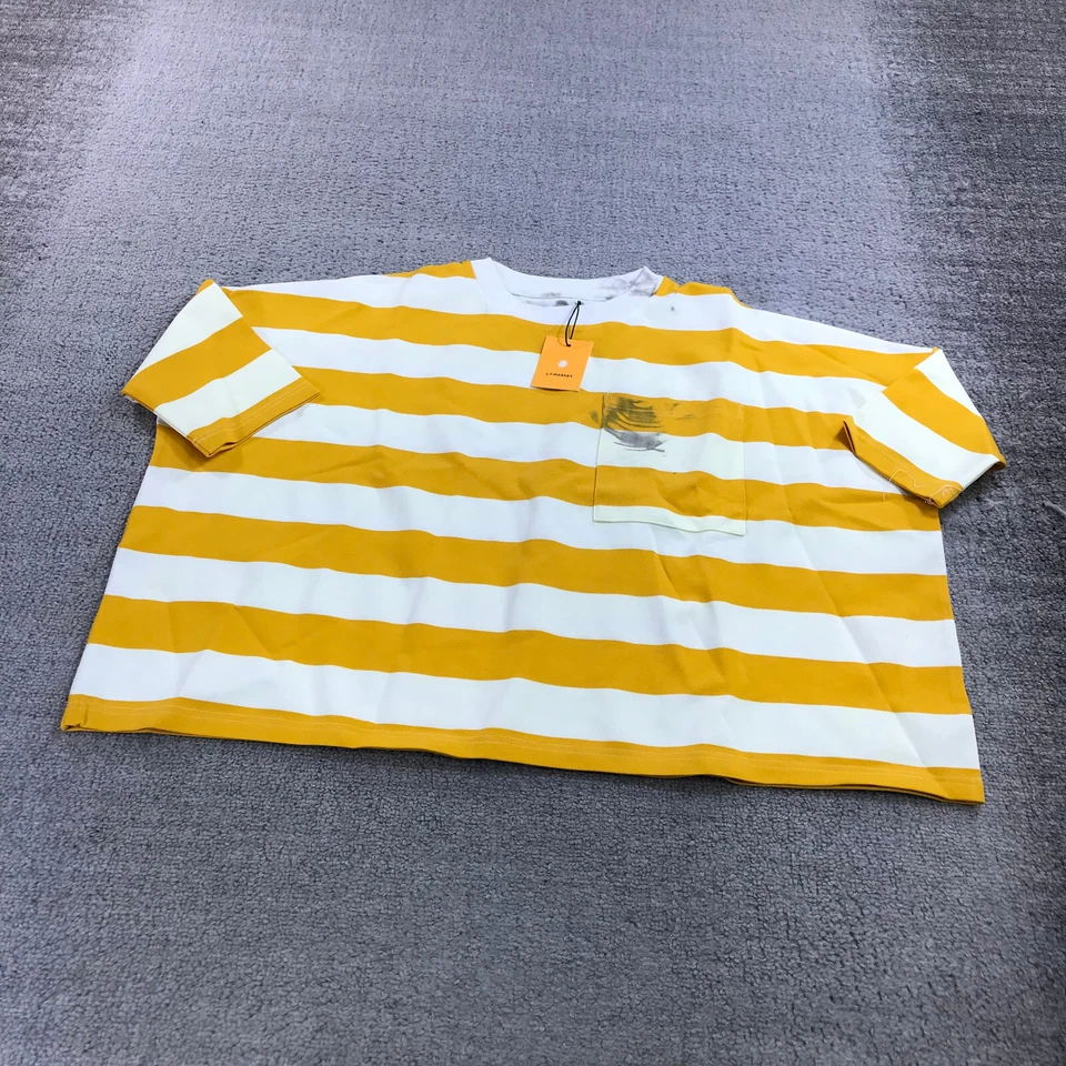 LF Markey Топ женщин средний Winston футболка желтый бежевый полоски Топ M/L повседневный - Изображение 2 из 4