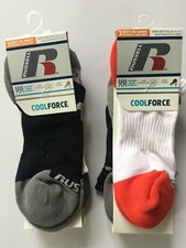 RUSSELL COOL FORCE SOCKS 3 PACK NO SHOWS, SIZE 6-12, NEW in PACKAGE, FREE SHIP 