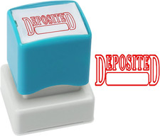 DEPOSITED Self Inking Rubber Stamp Refillable Paid Stamper for Business, Office