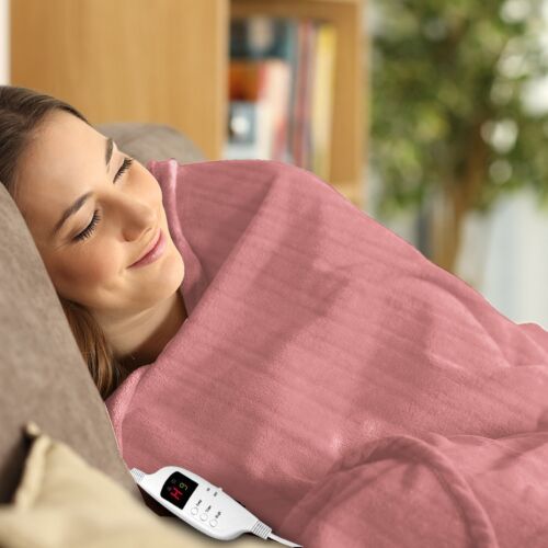 Laura Hill Heated Electric Blanket Throw Rug Coral Warm Fleece Pink - Picture 2 of 7