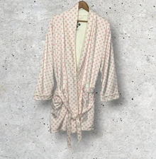 Wrap Up by VP One Size O/S Daisy Pink Polka Dot Ultra Soft Microfiber Short Robe