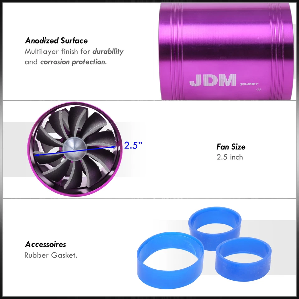 2.5" Jdm Intake Turbonator Dual Fan Gas/Fuel Saver Purple For Scion Foto 3 de 4