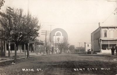 Street View Main St., Kent City MI Michigan RPPC Photo Postcard COPY
