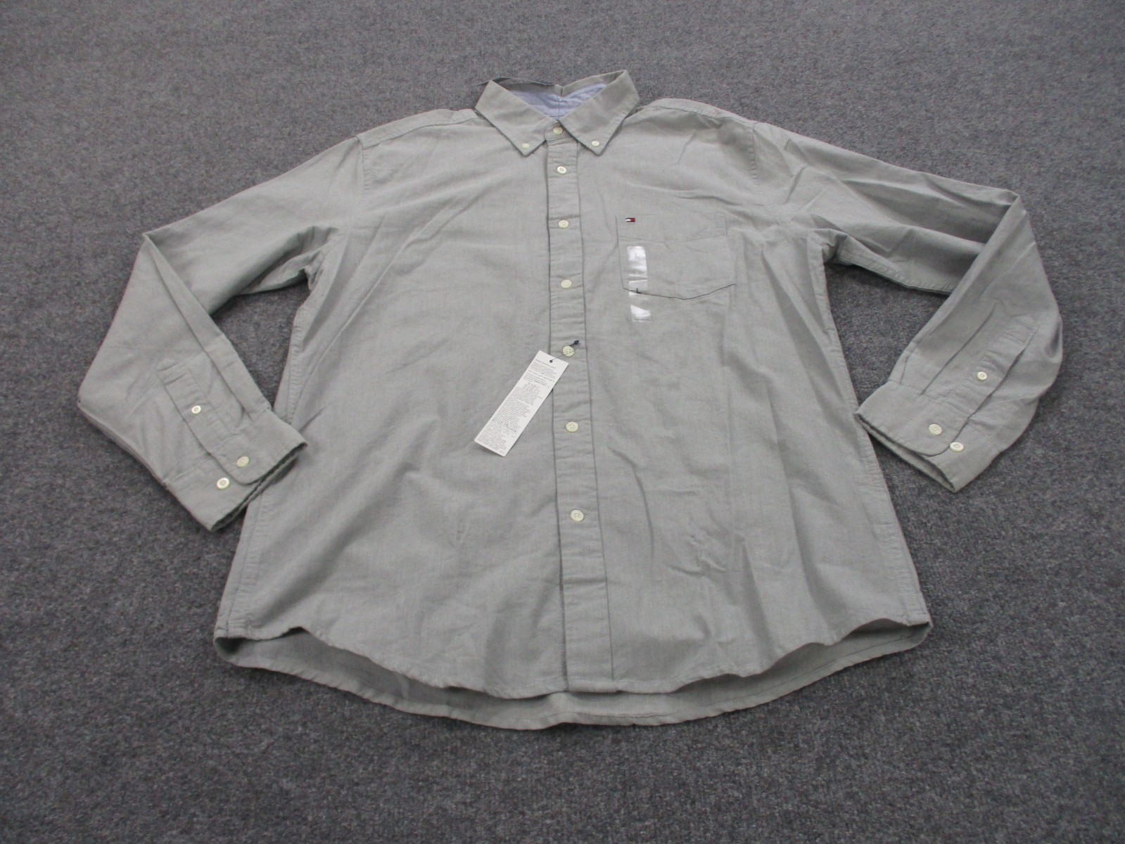 Tommy Hilfiger Shirt Mens L Gray Business Lightweight Classic Fit Preppy NEW